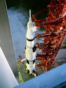 Saturn rocket before launch (Apollo 12), photo: NASA (PD)