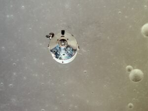 Apollo 11 command module Columbia in lunar orbit, photo: NASA (PD)